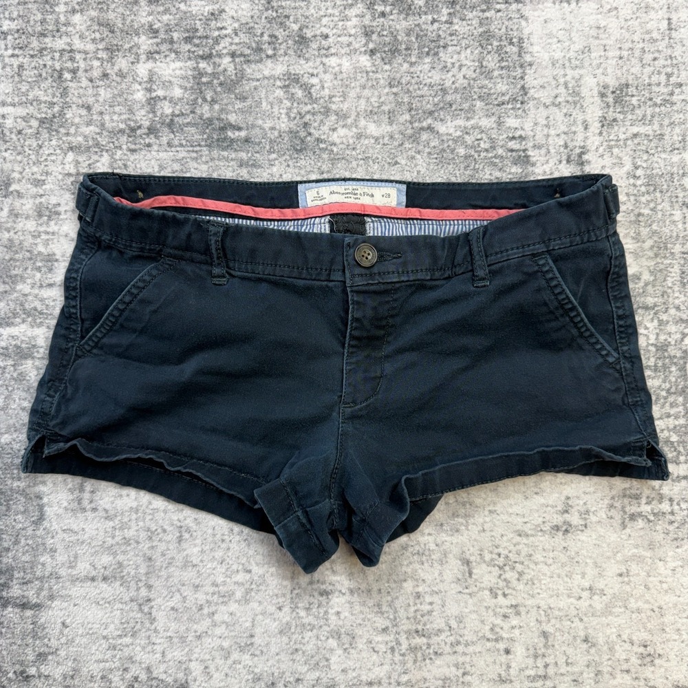Y2K Abercrombie & Fitch Micro Mini Shorts Womes 6 Navy Blue Booty Preppy Moose